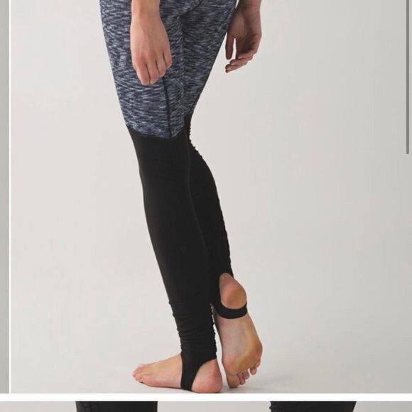 Lululemon Wunder Under Pant *Stirrup Dramatic Static White Black / Black C34 - Picture 2 of 12